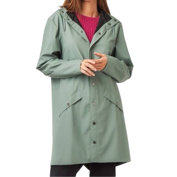 Rains Jackets & Blazers - NWT Rains UNISEX Long Jacket W3 in Haze Green XL